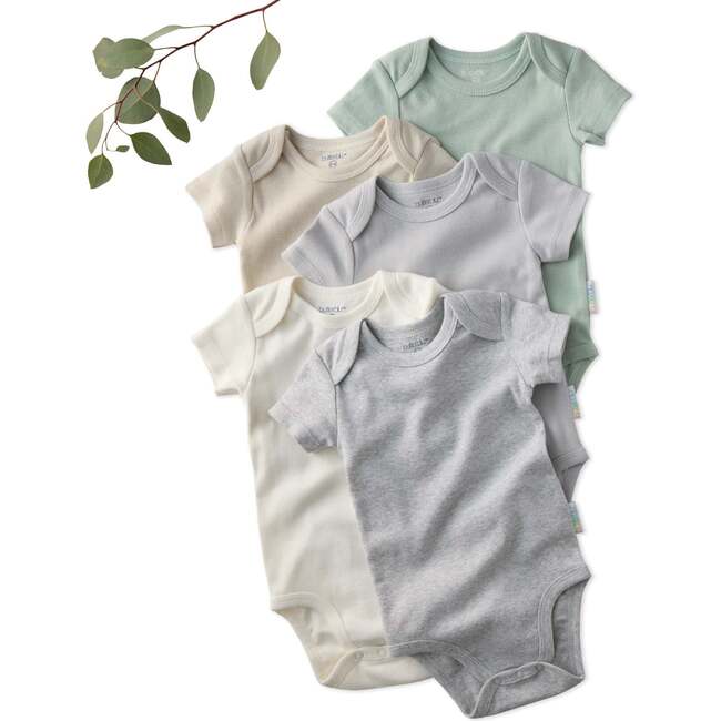 AVERY 5-Pack Short Sleeve Bodysuits, Seafoam