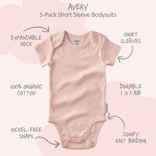 AVERY 5-Pack Short Sleeve Bodysuits, Sorbet - Onesies - 3