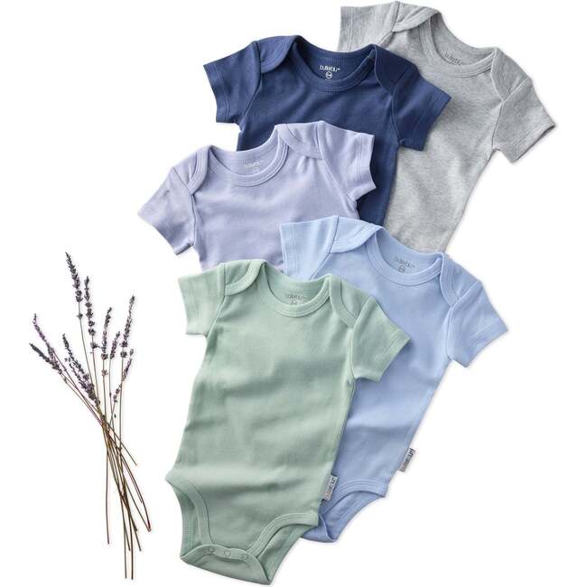 AVERY 5-Pack Short Sleeve Bodysuits, Frost