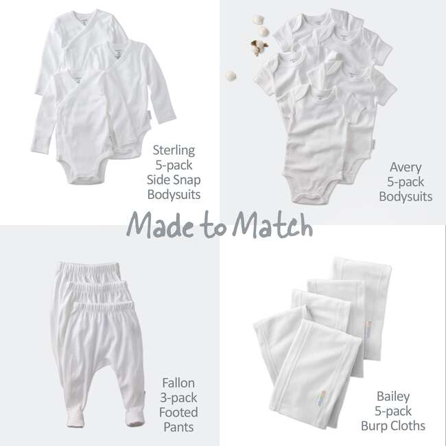 AVERY 5-Pack Short Sleeve Bodysuits, White - Onesies - 6