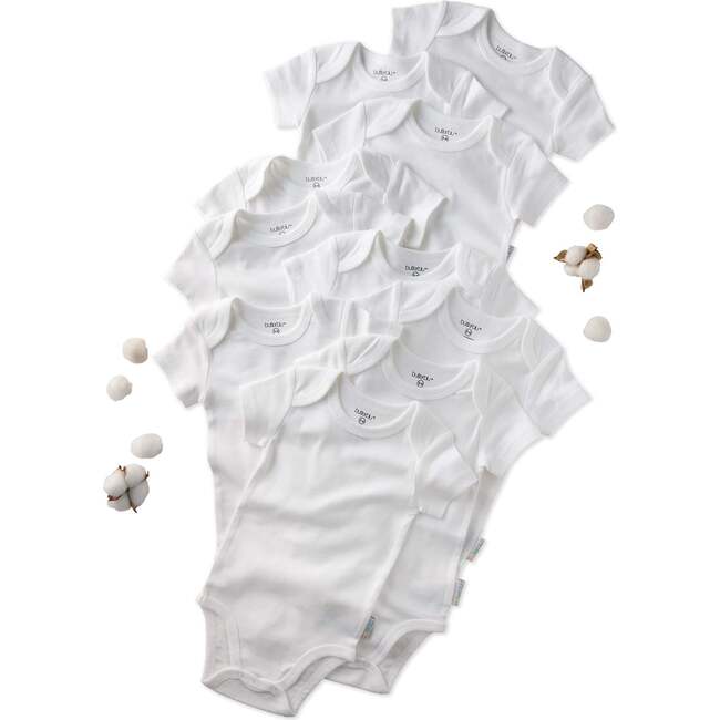 AVERY 10-Pack Short Sleeve Bodysuits, White - Onesies - 1