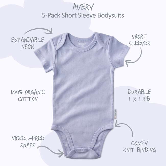 AVERY 5-Pack Short Sleeve Bodysuits, Frost - Onesies - 3