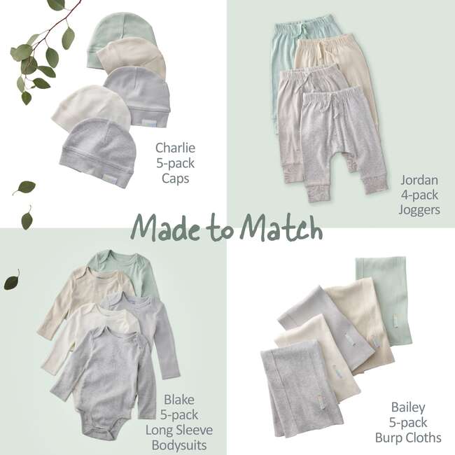 AVERY 5-Pack Short Sleeve Bodysuits, Seafoam - Onesies - 6