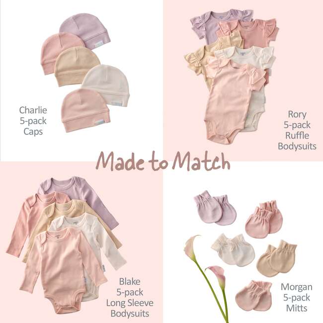 AVERY 5-Pack Short Sleeve Bodysuits, Sorbet - Onesies - 7