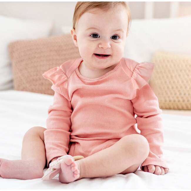 ASHLEY 5-Pack Long Sleeve Ruffle Bodysuits, Sorbet