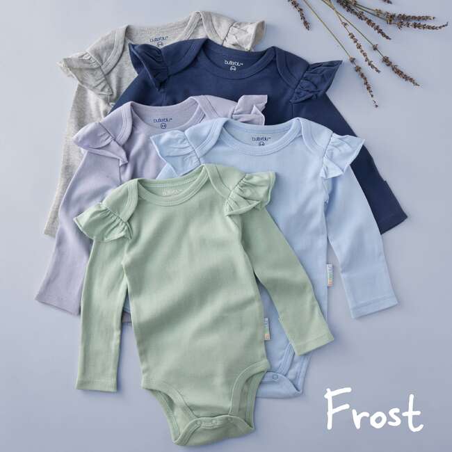 ASHLEY 5-Pack Long Sleeve Ruffle Bodysuits, Frost - Onesies - 5