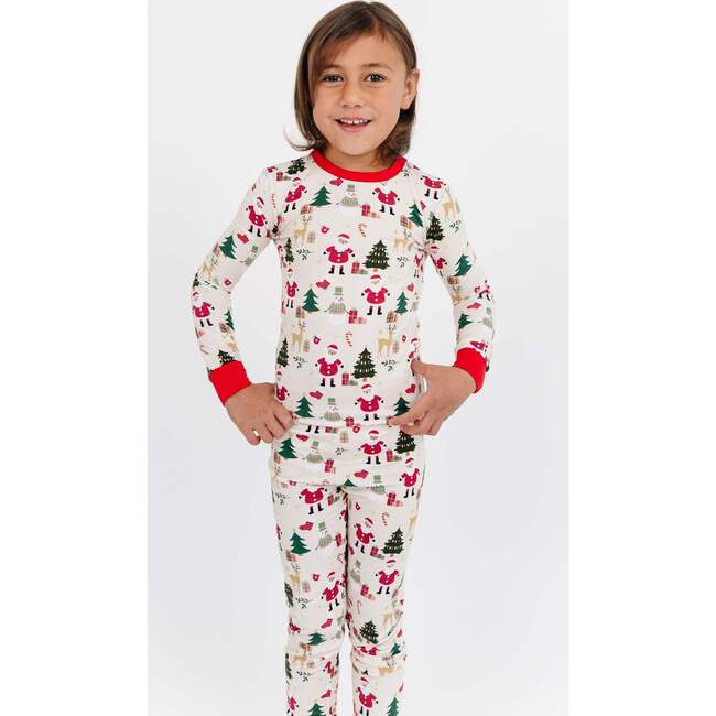 Cozy Christmas Bamboo Long Sleeve Kids Pajama Pants Set Red/Multi