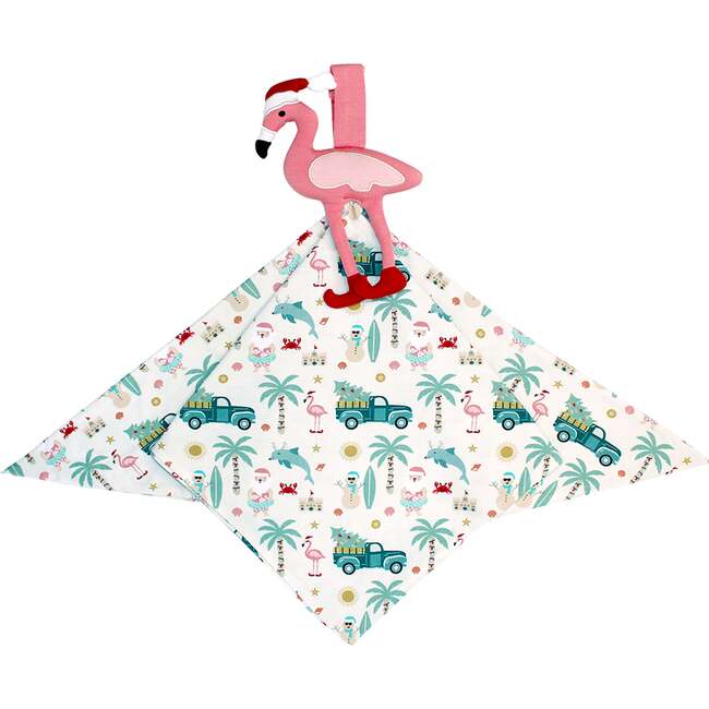 Coastal Christmas Flamingo Baby Lovey Beige/Multi