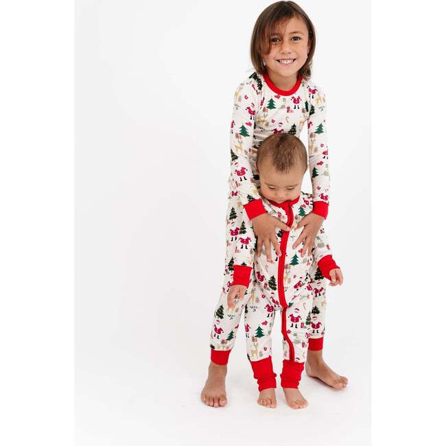 Cozy Christmas Bamboo Long Sleeve Kids Pajama Pants Set Red/Multi - Pajamas - 3