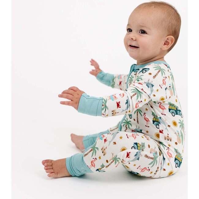 Coastal Christmas Bamboo Convertible Baby Pajama Beige/Multi