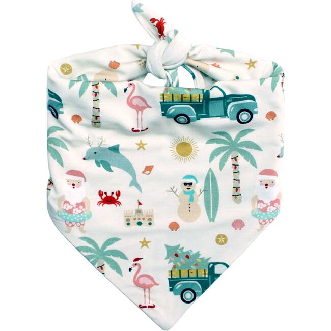 Coastal Christmas Bamboo Pet Bandana Beige/Multi