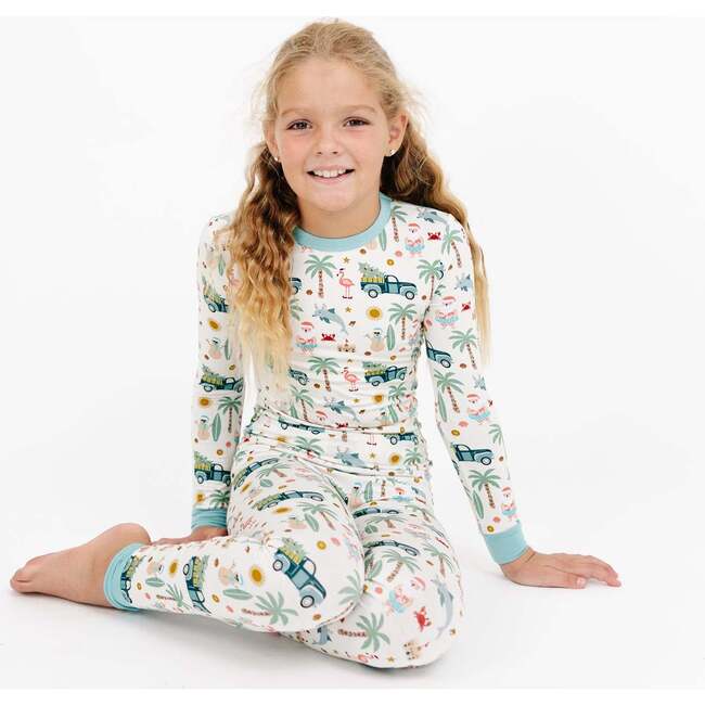 Coastal Christmas Bamboo Long Sleeve Kids Pajama Pants Set Beige/Multi - Pajamas - 3