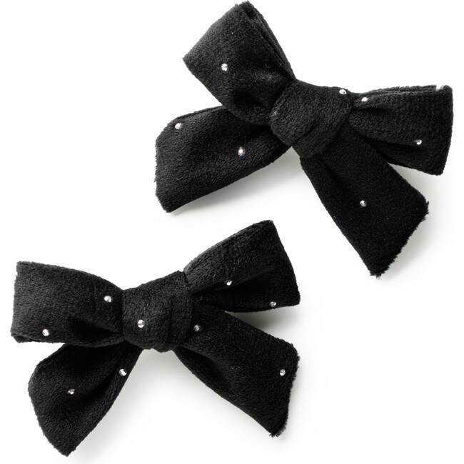 Vivienne Studded Velveteen Medium Clip, Black