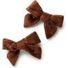 Vivienne Studded Velveteen Medium Clip, Chocolate - Hair Accessories - 1 - thumbnail