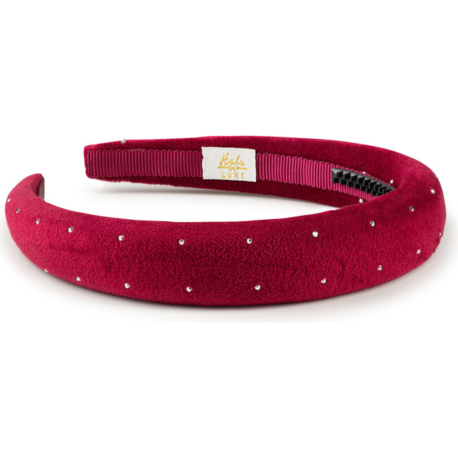 Vivienne Studded Velveteen Headband, Scarlet