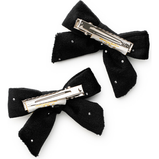 Vivienne Studded Velveteen Medium Clip, Black