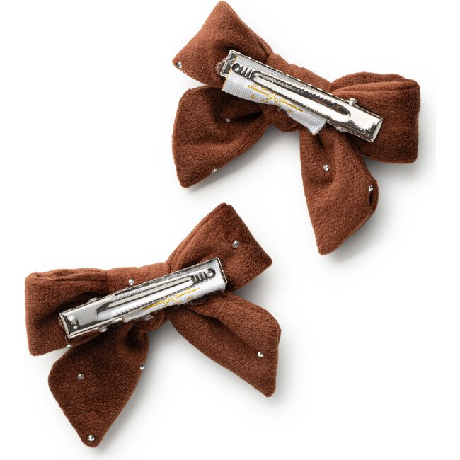 Vivienne Studded Velveteen Medium Clip, Chocolate