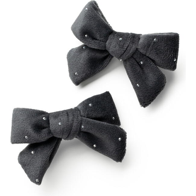 Vivienne Studded Velveteen Medium Clip, Charcoal