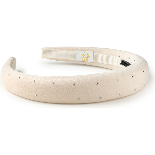 Vivienne Studded Velveteen Headband, Ecru