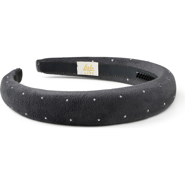 Vivienne Studded Velveteen Headband, Charcoal