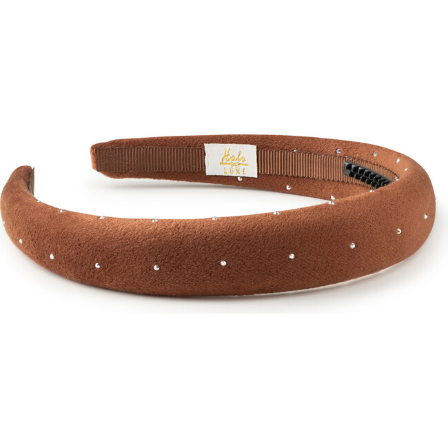 Vivienne Studded Velveteen Headband, Chocolate