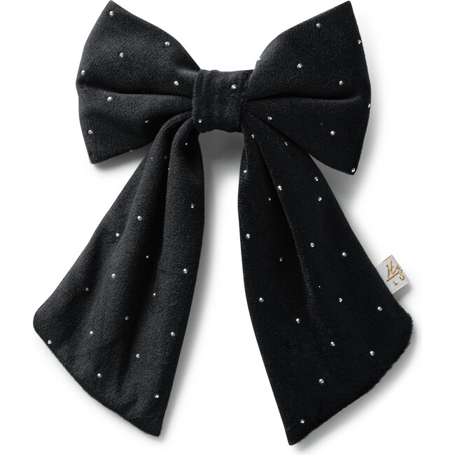 Vivienne Studded Velveteen Double Clip, Black