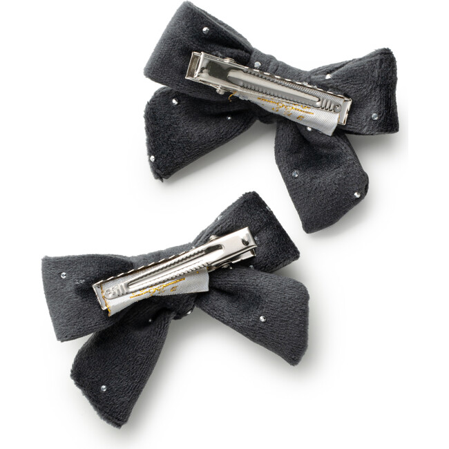 Vivienne Studded Velveteen Medium Clip, Charcoal