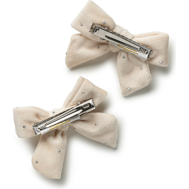 Vivienne Studded Velveteen Medium Clip, Ecru