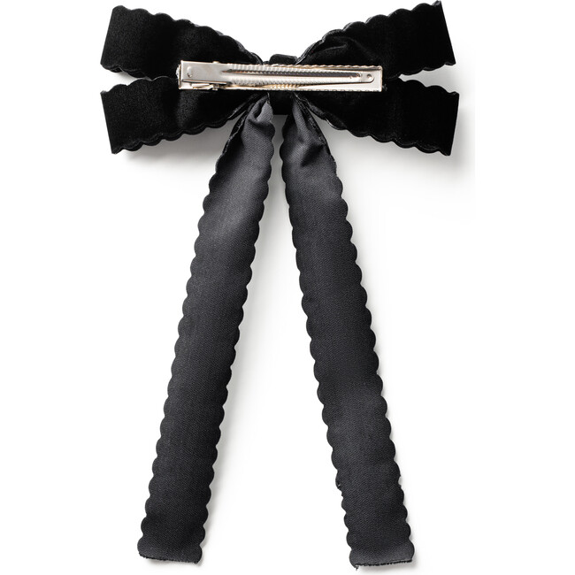 Opaline velvet scalloped long tail clip, Black