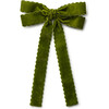 Opaline Velvet Scalloped Long Tail Clip, Olive - Hair Accessories - 1 - thumbnail