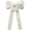 Opaline Velvet Scalloped Long Tail Clip, Ecru - Hair Accessories - 1 - thumbnail