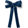 Opaline Velvet Scalloped Long Tail Clip, Navy - Hair Accessories - 1 - thumbnail