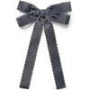 Opaline Velvet Scalloped Long Tail Clip, Charcoal - Hair Accessories - 1 - thumbnail