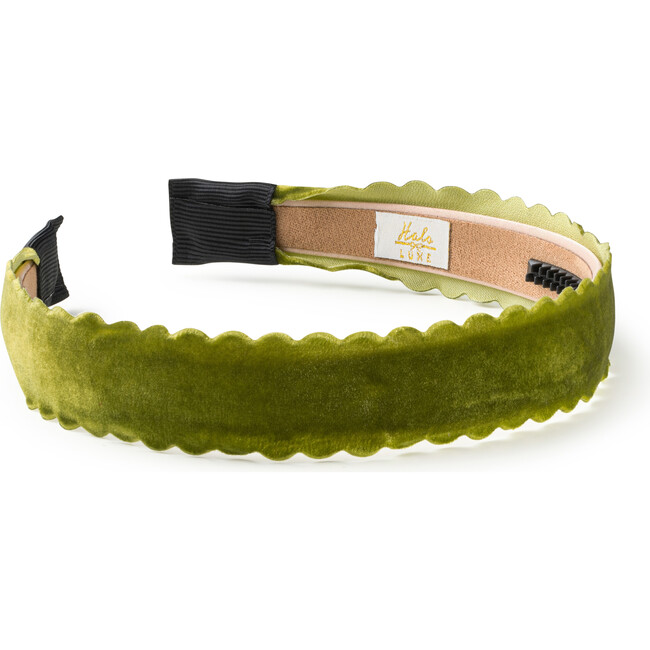 Opaline Velvet Scalloped Headband, Olive