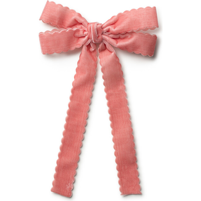 Opaline Velvet Scalloped Long Tail Clip, Blush