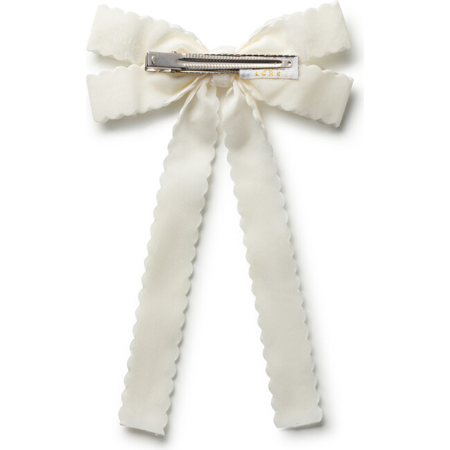 Opaline Velvet Scalloped Long Tail Clip, Ecru