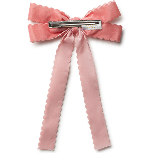 Opaline Velvet Scalloped Long Tail Clip, Blush