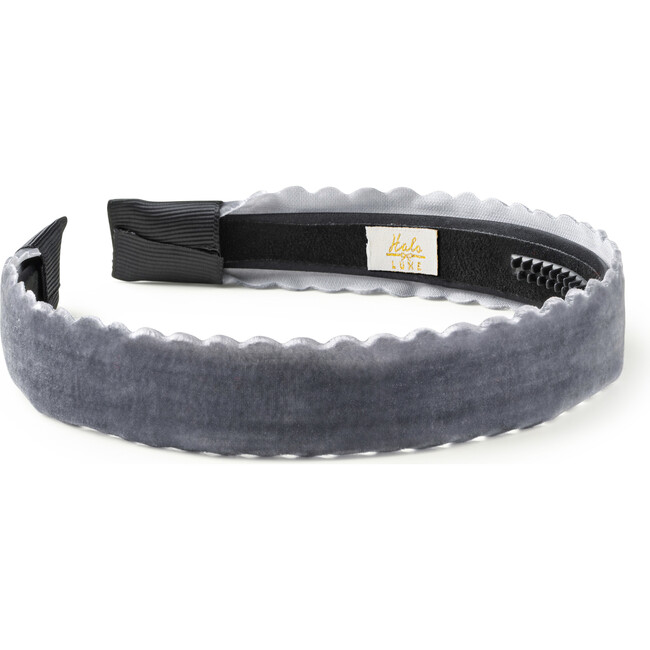 Opaline Velvet Scalloped Headband, Charcoal