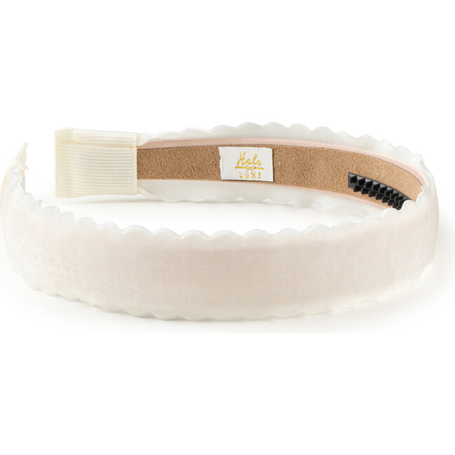 Opaline Velvet Scalloped Headband, Ecru