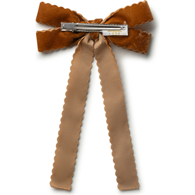 Opaline Velvet Scalloped Long Tail Clip, Caramel