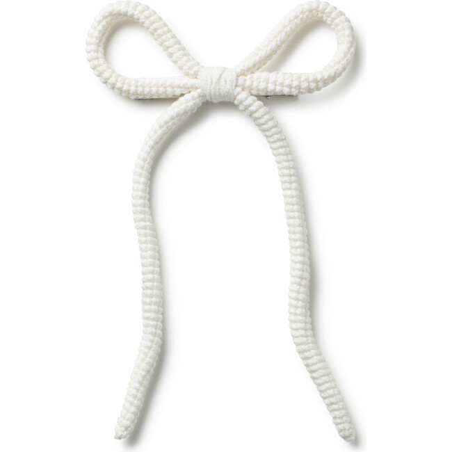 Juliana Textured Knit Long Tail Clip, Ecru
