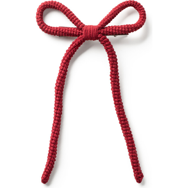 Juliana Textured Knit Long Tail Clip, Ruby