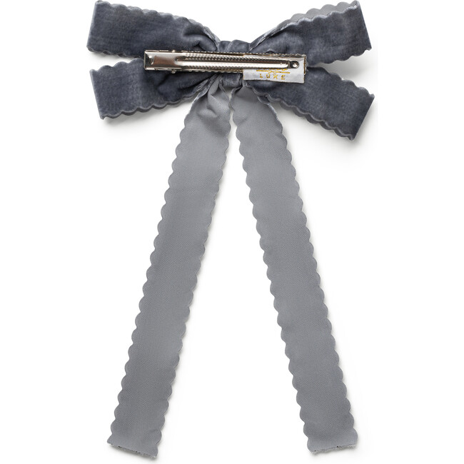 Opaline Velvet Scalloped Long Tail Clip, Charcoal