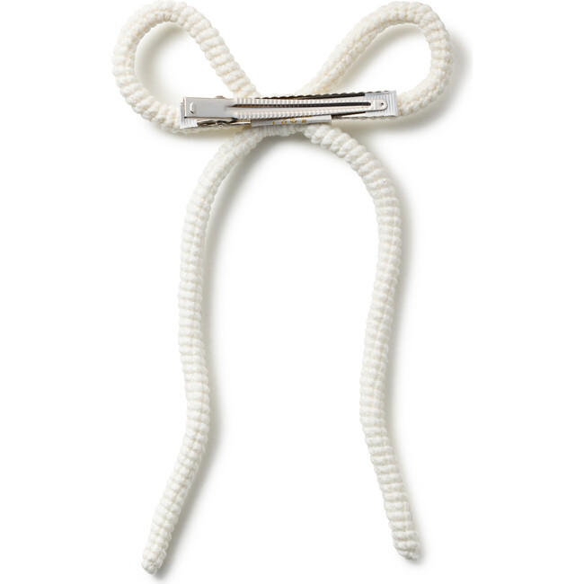 Juliana Textured Knit Long Tail Clip, Ecru