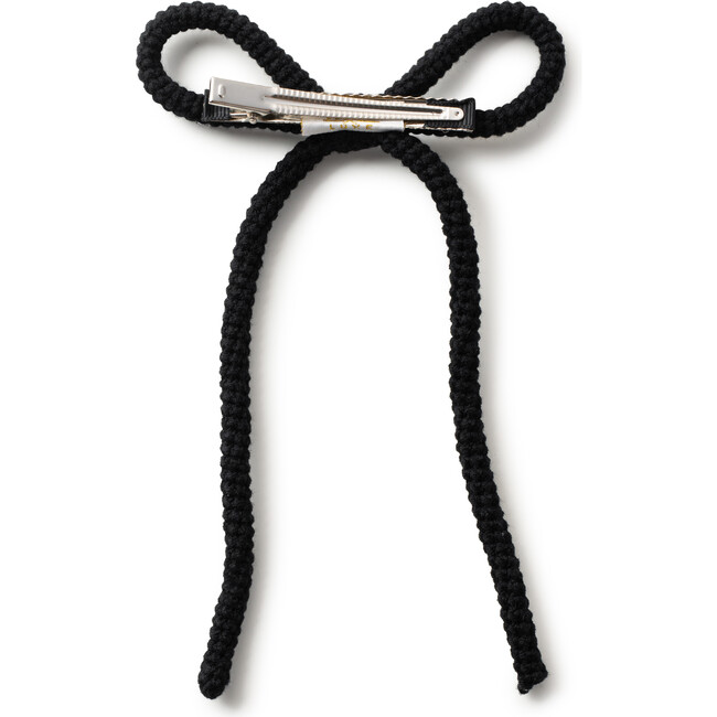 Juliana Textured Knit Long Tail Clip, Black