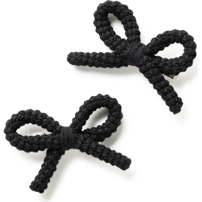 Juliana Textured Knit Double Clip, Black