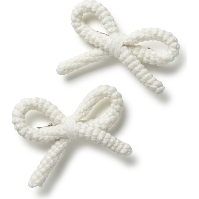 Juliana Textured Knit Double Clip, Ecru