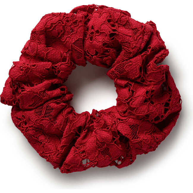 Evelina Lace Scrunchie, Scarlet
