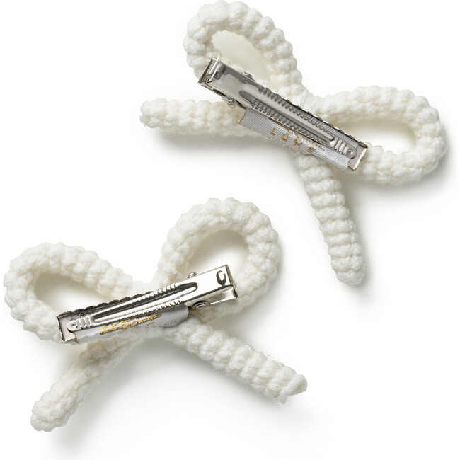 Juliana Textured Knit Double Clip, Ecru