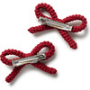 Juliana Textured Knit Double Clip, Ruby - Hair Accessories - 2 - thumbnail